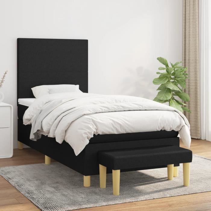 3136975 vidaXL Divan Bed with Mattress Black 100x200 Cm Fabric
