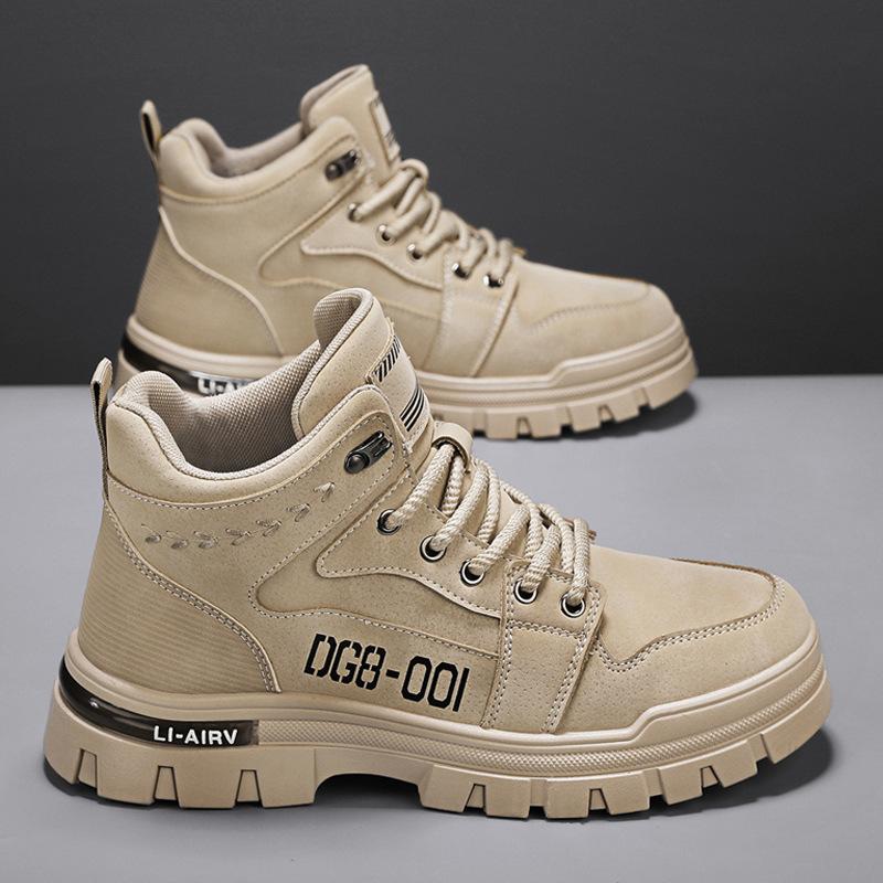 

Осень и зима новая мода универсальные высокие кожаные ботинки-локомотивы ревень мартин спортивные на открытом воздухе для путешествий увеличивающие рост мужские ботинки 44