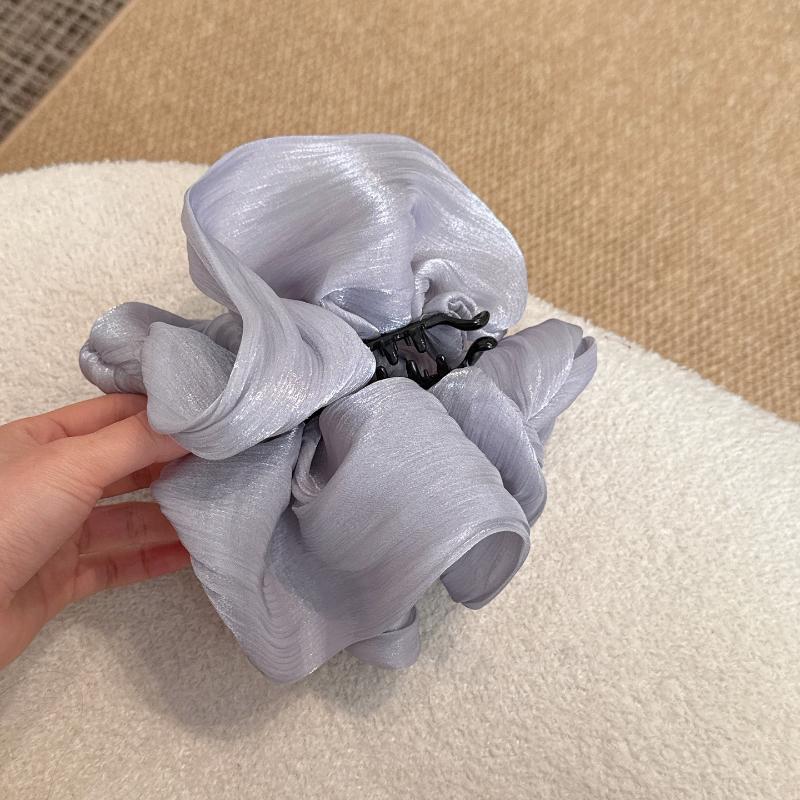 Soft Pleated Chiffon Flower Banana Hair Clips Anti Slip Holder Elegant Hair Clamp Women Daily Wedding Party Hair Accessories