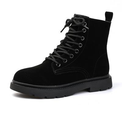 Retro Damenstiefel Herbst Winter Runde Zehe Flacher Absatz Echtes Rindsleder Streetstyle Stiefeletten für Damen Trendschuhe