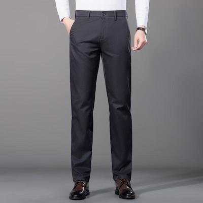 Fengxun Men's Elastic Straight-Leg Casual Business Pants