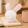 Fluffy Animal Pendant Ribbon Bow Rabbit Plush for Backpacks, Stuffed Plaid Ear Keychain Bunny Bag Charm, Soft Decoration Lightweight