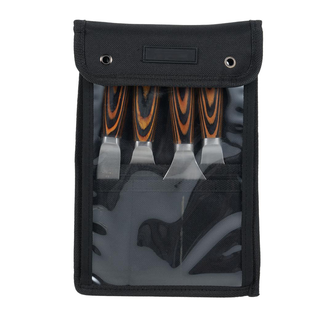 Putty Knife Set, 4 Stainless Steel Scraper Tools with Wooden Handle for Repair, Paint Scraping, Plastering,