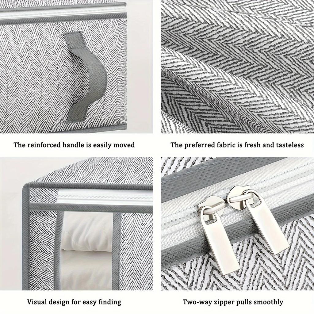 Storage Bag Placed On The Cabinet, With A Handle, Perspective Window, Super Large Capacity, For Clothes, Quilts, Blankets