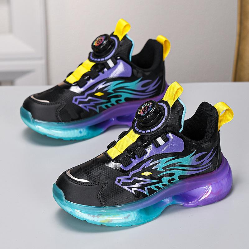 Rotary Buckle Boys New Boys Mesh Shoes Students Spring and Autumn Middle School Children Sports Shoes 2025 Running Shoes Children