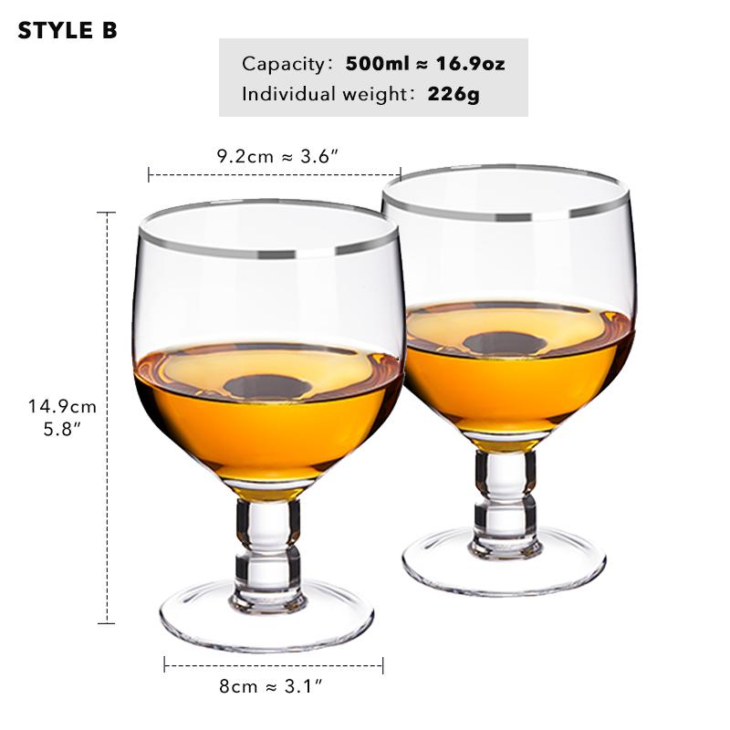 

2PCS 16.9oz Crystal Craft Beer Glass Suitable Home Bar Hotel Restaurant Tasting Wine Glass Personalized Logo Can Be Customized 401-500ml