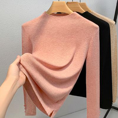Knitted Bottoming Shirt, New Women's Temperament Semi-turtleneck Pullover, Warm Inner Waist Top