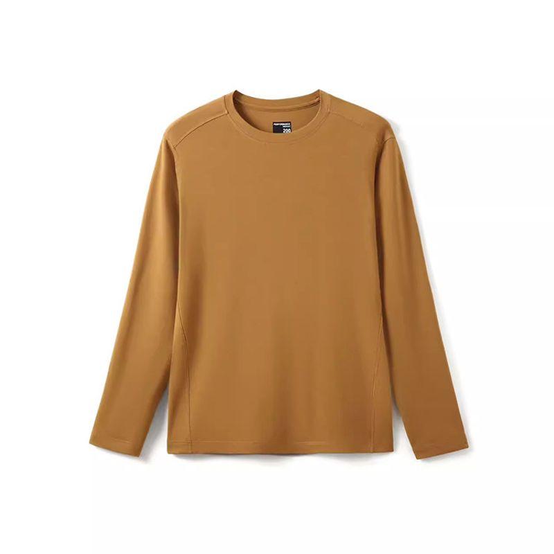 Lyocell Tencel Wool Mask T-Shirt Men s Long-Sleeved Top Round Neck Base Shirt Foreign Trade Men s Knitwear T-Shirt Yukon yellow M