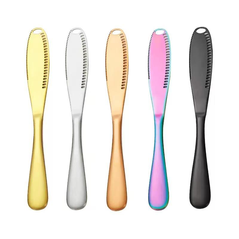 Stainless Steel Serrated Butter Knife with Holes for Spreading Cream Cheese and Jam
