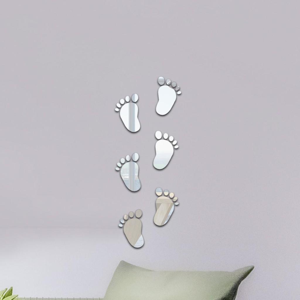 Cute Baby Footprint 3D Acrylic Wall Stickers for Living Room, Bedroom, and Stairwell Decoration