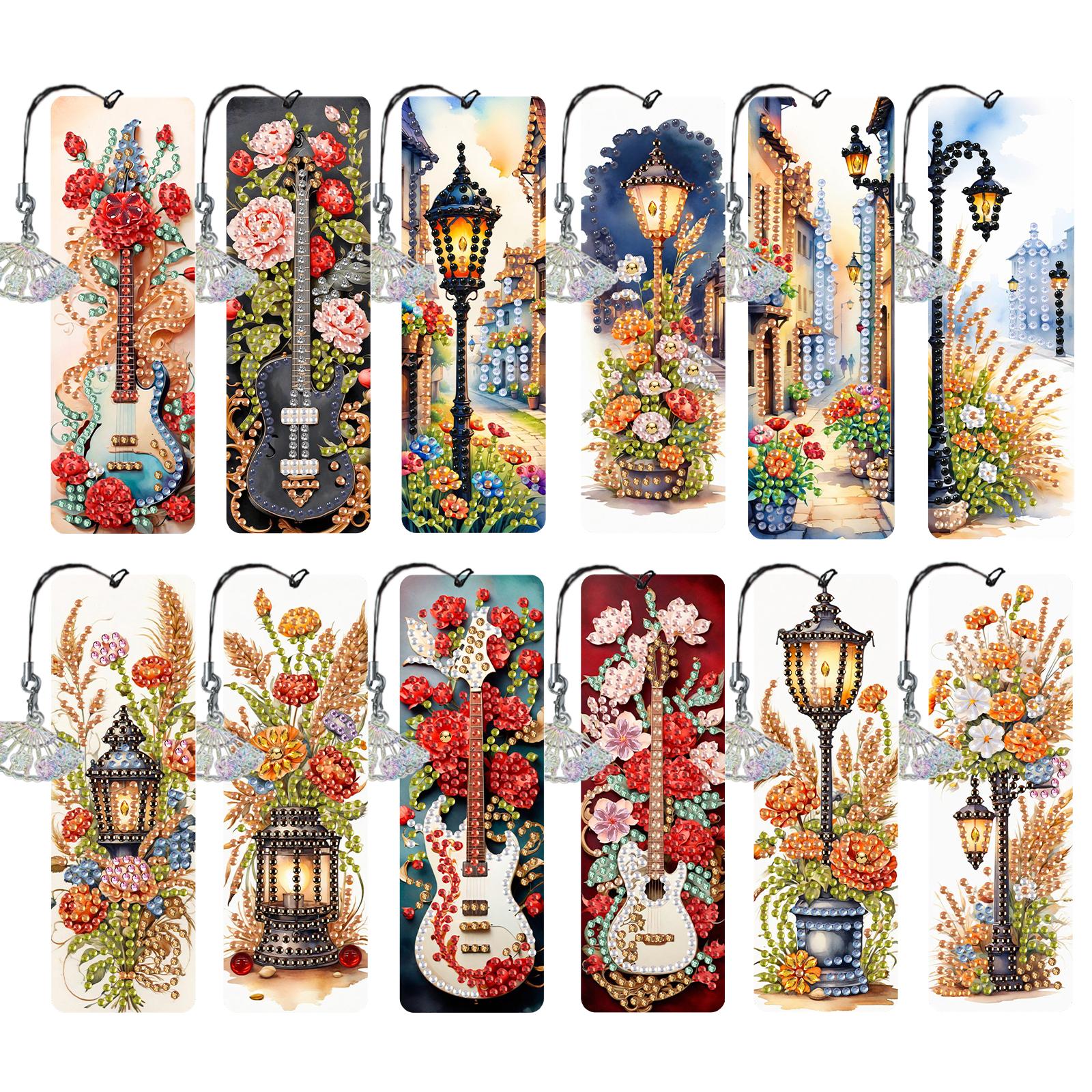 

12Pcs Animal Landscape DIY Diamond Bookmark Art Projects Diamond Art Bookmark for DIY Making Beginners Adult Art Craft Supplies