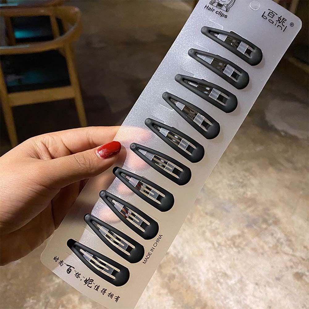 Matt Black Solid Color Makeup Hair Grip Hair Accessories Korean Headdress Hair Clips Hairpins Set Bangs Clip Black Barrettes