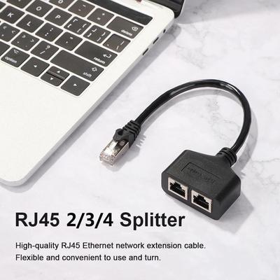RJ45 Network Cable Splitter: 1-to-2/3/4 Port Ethernet Adapter and Extension Cable