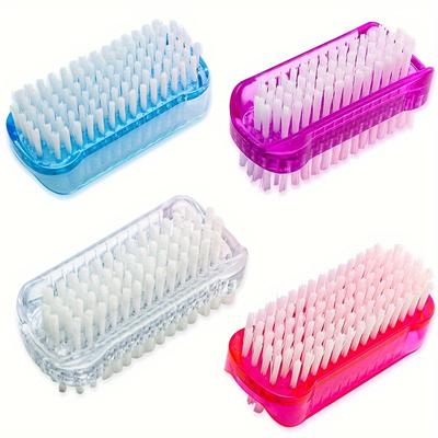 Plastic Nail Dust Powder Cleaning Brush Double Sided Hand Fingernail Toes Scrubbing Brush Cleaner
