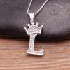 Nidin Luxury A-Z Crown Alphabet Pendant Chain Necklace Punk Style Lucky Initial Name Jewelry Fine Party Wedding Birthday Gift