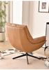 Lawrence Minimalist Rotating Leather Lounge Chair