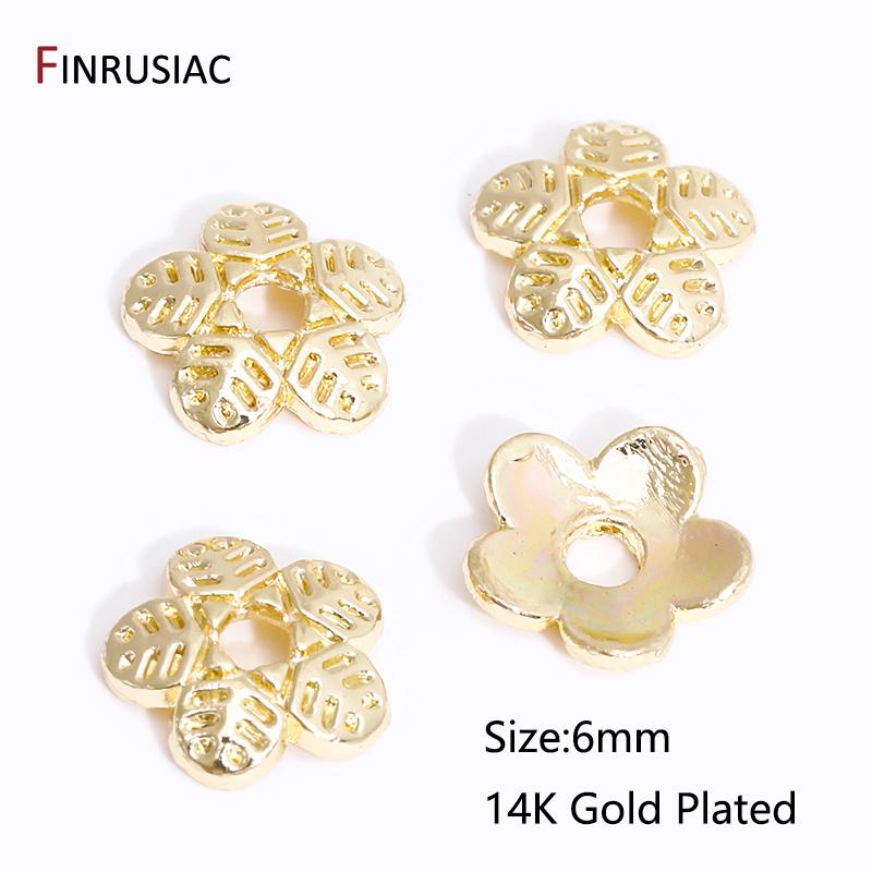 DIY Bracelet Necklace Making Supplies 14/18K Gold Plated Brass Beads Caps Flower End Caps For Beading Jewelry Making Accessories