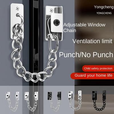 Non Punching Window Safety Lock Chain, Door and Window Limiters, Child Safety Protection, Sliding and Sliding Doors and Windows