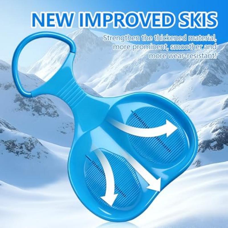 2er Set Sled Bob Blue & Red, Sled with Handle, Durable Snow Slider, Winter Outdoor Sport, Suitable for Kids and Adults, For Unforgettable Winter Days