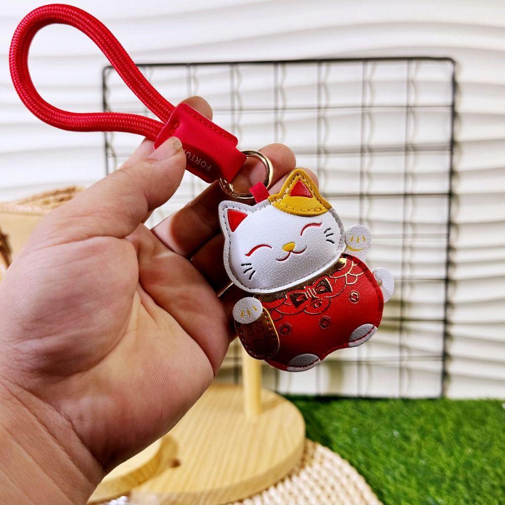 Cartoon Maneki Neko Pendant Get Rich Horse Year Pendant Funny Car Keychain Home Decor