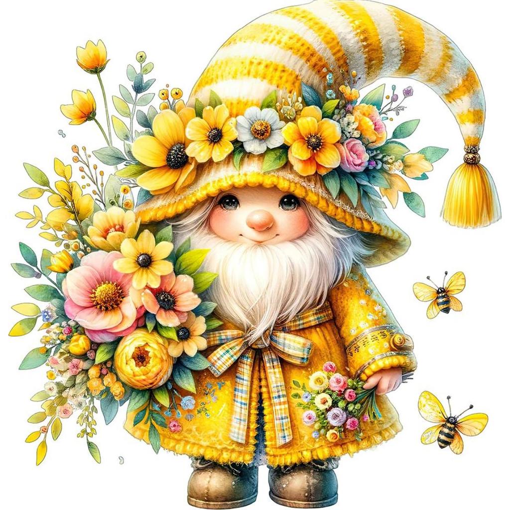 Gnome 5D DIY Full Drill Round Diamond Painting Kit for Home Wall Decoration