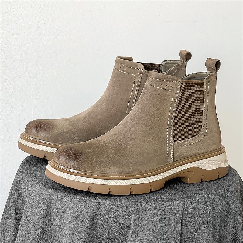 Fashion Italian Brand Men's Workwear High Top Shoes Thick Soled Wear-resistant Street Fashion Motorcycle Boots Men's Casual Shoes