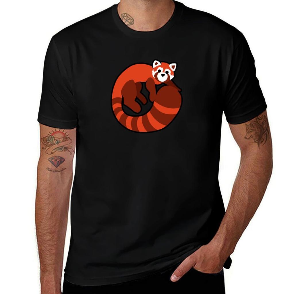 Red Panda Tshirt Basic Solid Color Casual Tee Shirt