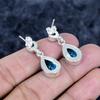 Swiss Blue Topaz Gemstone 925 Sterling Silver Jewelry Earring 1.10" MM-3484