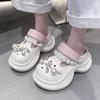 Fashion Cute Pearls Chain Chunky Sandals Women Fashion Diy Eva Platform Clogs Shoes Woman Outdoor Non Slip Soft Bottom Sandles Female