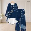 Plus Size Women Abstract Printed Two Piece Set Round Neck Long Sleeve High Low Top Wide Leg Pants