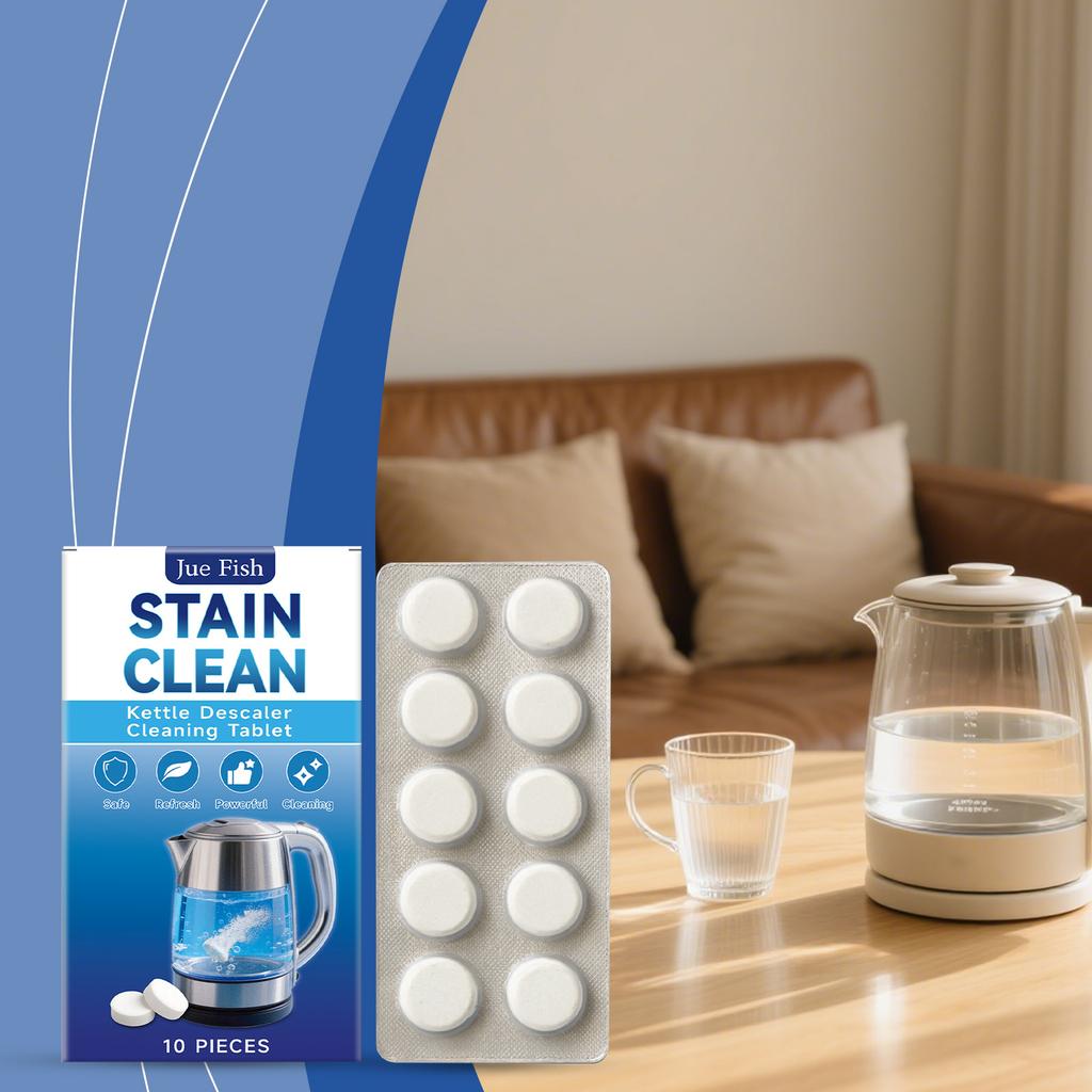 JUE FISH Kettle Descaler Tablets – Daily Home Limescale Cleaning Effervescent Tablets for Various Kettles, Quick & Convenient