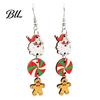 Dangle Drop Earrings 1 Pair Christmas Wooden for Women, Cute Santa Women Seasonal Accessories Gingerbread Candy Cane Earrings, Vintage Holiday Jewelry