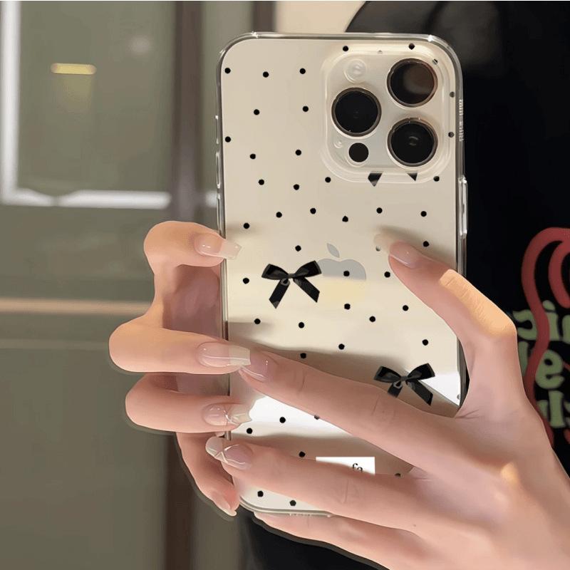 Polka dot bow is suitable for Apple 11 11 mobile phone case cartoon simple 11promax large hole soft case 11 11