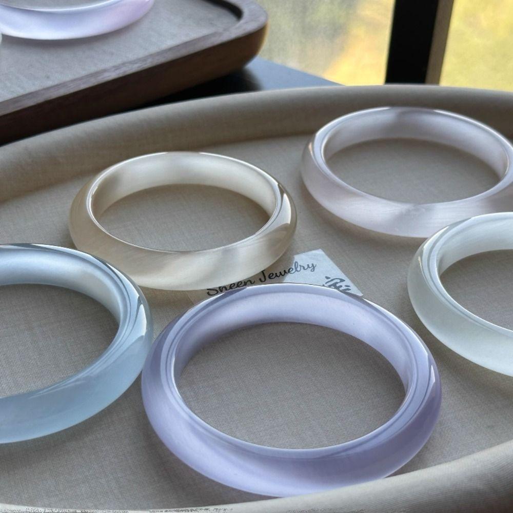 White Moonlight Circular Bracelet Round Retro Hand Ring Unique Chinese Style Bangle Women