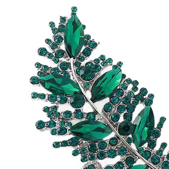 Brooch Pin Imitation Crystal Inlaid Leaf Design Pin-Type Collar Fixer Embellishment Shirts Cardigans Coats Suits Badge