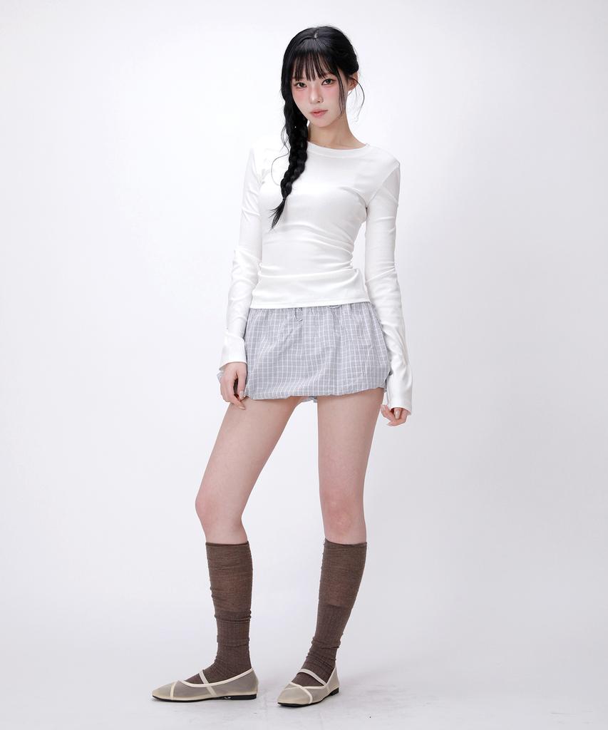 LIKE THE MOST Slim Basic Long Sleeve T-Shirt_White
