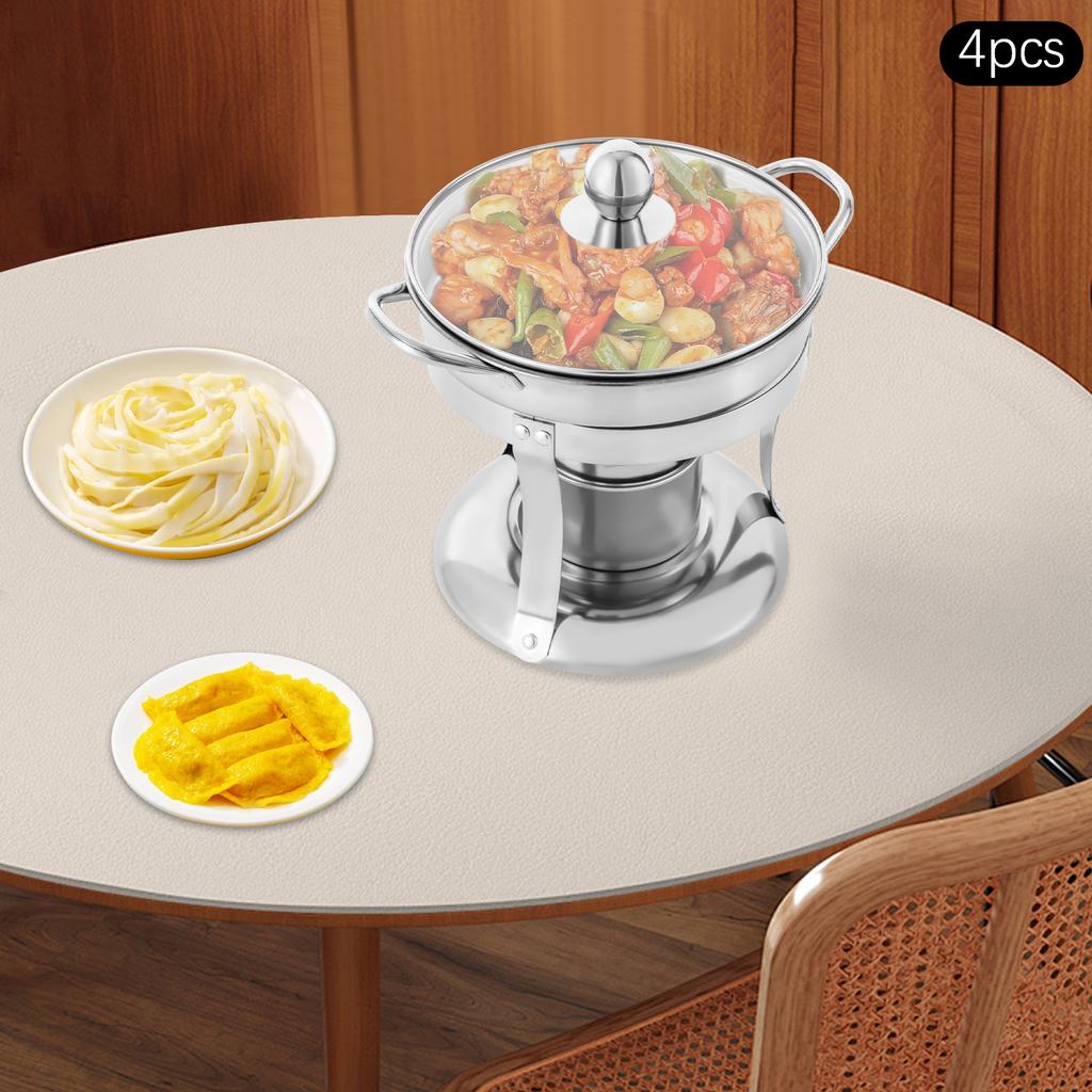 4-Piece Stainless Steel Buffet Warmers Set, Catering Food Warmers with Lids, 17.5x19cm Silver Chafing Dishes for Party Serving