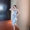 French Minimalist Temperament, Fashionable Design, Niche Long Suspender Dress, Women's V-neck High-end Sexy Skirt