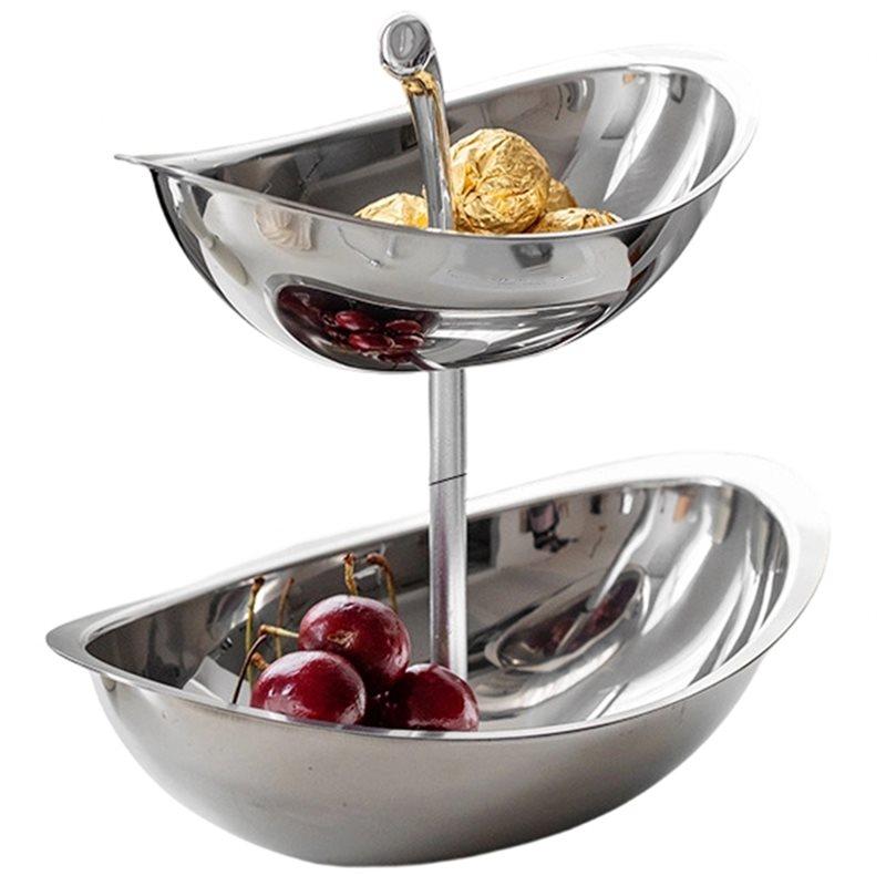 

ABKY-Aihem Stainless Steel Oval Fruit Tray - Elegant Snack & Pastry Plate For Tea Table And Living Room