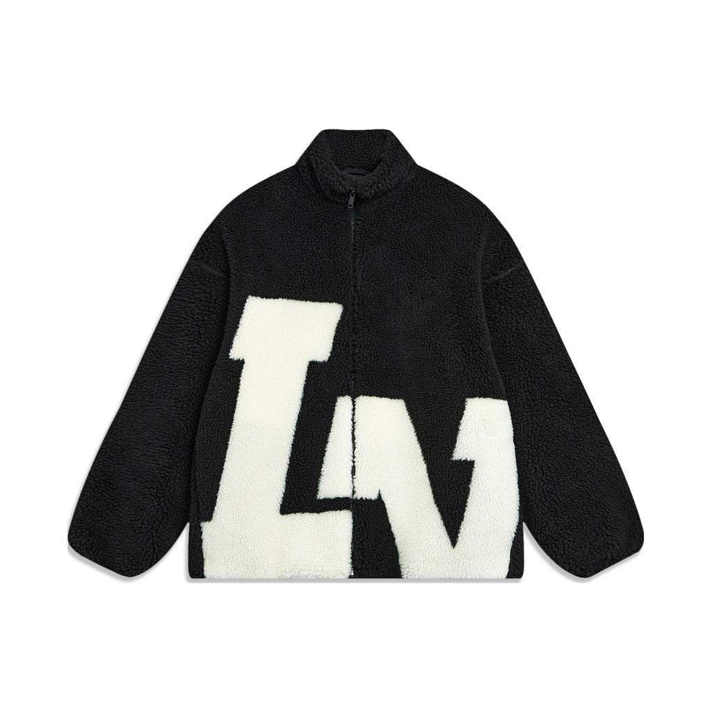 Li Ning Sports Lifestyle Series Color Block Warm Loose Short Lamb Fleece Jacket Unisex Jacket Black AFDT947-2