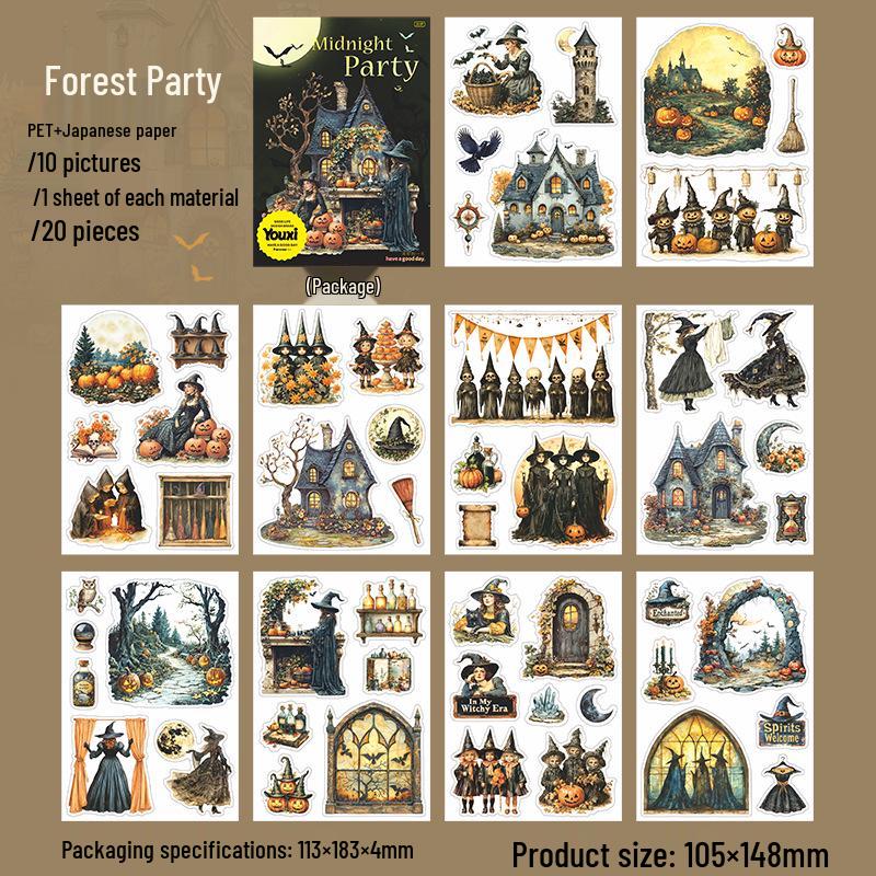Mitternachts Gothic Party Stickerbuch: 4 Stile für Notizbücher & Dekoration