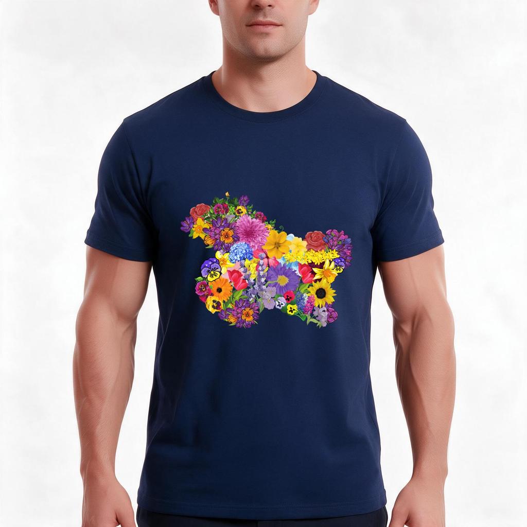 Floral Kashmir Map Tshirt Summer Casual Cotton Tee Oversized Streetwear Tops Vintage Graphic Print Loose Fit Short Sleeve
