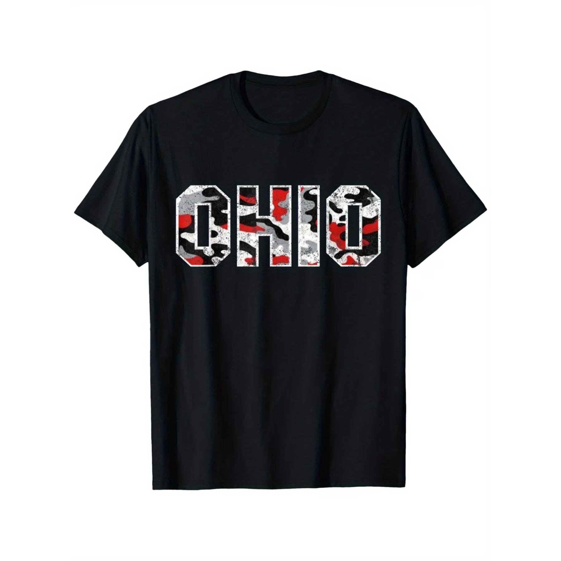 Unisex Ohio State  OHIO  Graphic T-Shirt | 100% Cotton | Casual Round Neck | Distressed Camo Print S чёрный