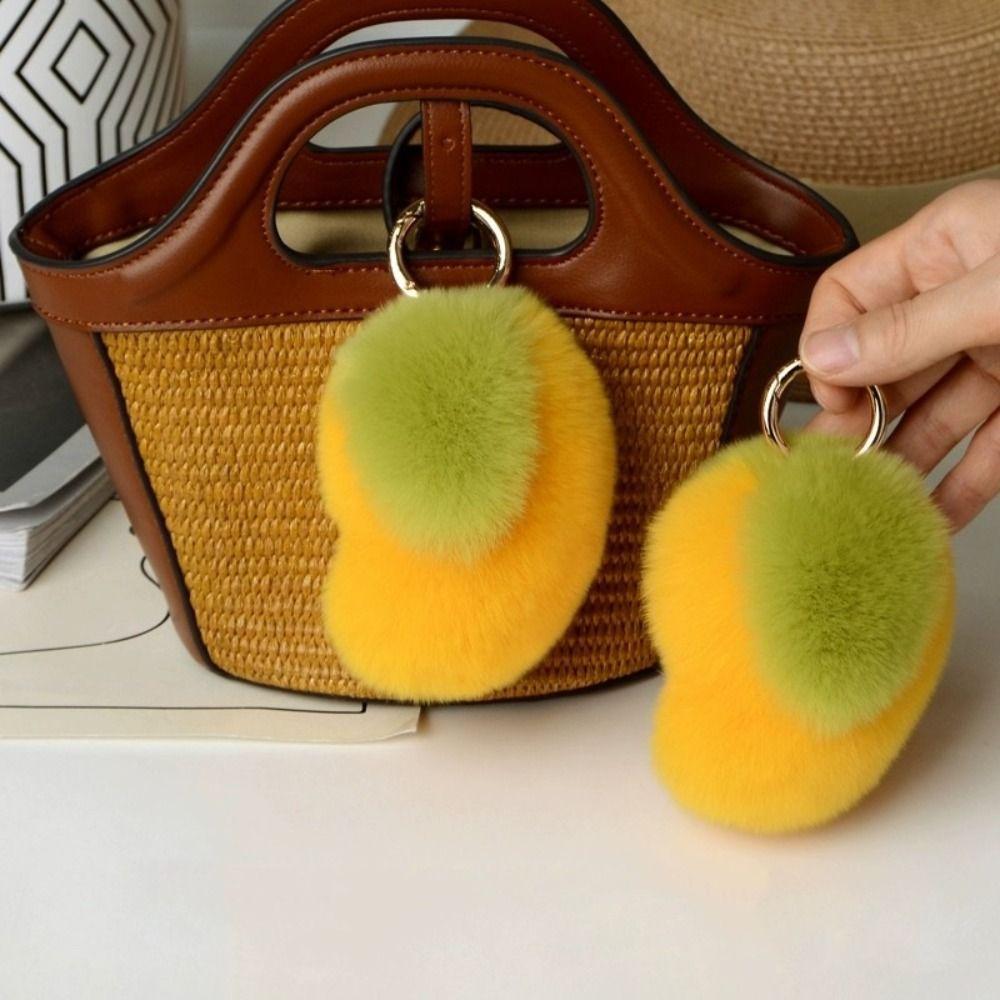 

Fluffy Soft Rabbit Fur Keyring Cute Sweet Plush Ball Pendant Schoolbag Mango Keychain Bag Charm