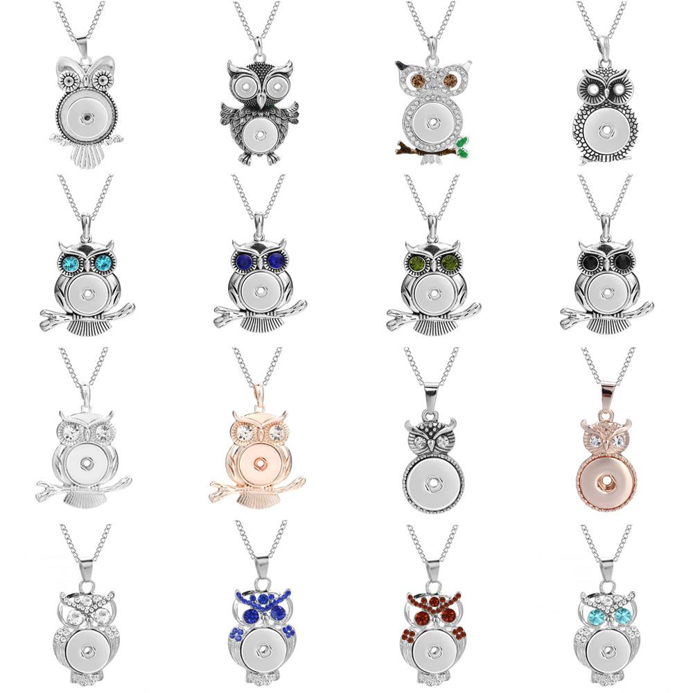 

Новые ювелирные изделия с кнопками, ожерелья с кристаллами и стразами, ожерелье с совой, 18 мм, ювелирное изделие «сделай сам», кулон, ожерелье