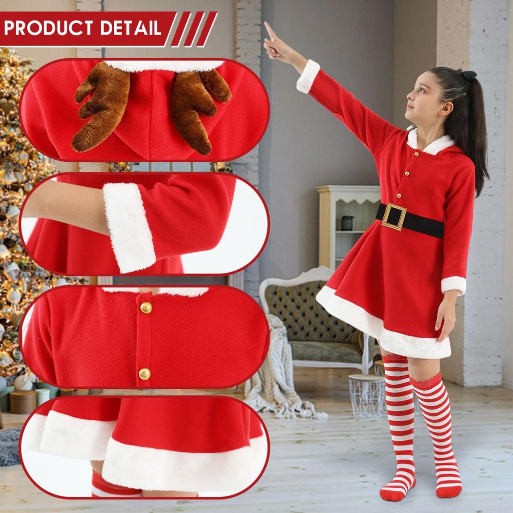 Tumao Kinder Weihnachten Cosplay Rentier Kostüm für Weihnachtsmann Kostüm für Weihnachtsmann Kostüm für Kinder und Kostüm für Neue und Bühnenauftritte Mädchen,