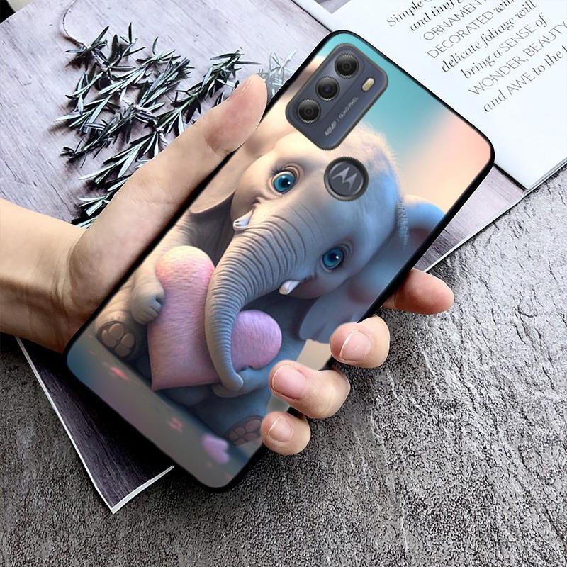 Cute Baby Elephants Phone Case For Moto G84 G23 G24 G31 G32 G41 G51 G52 G53 G54 G71 G82 G42 G62 G200 G Play G Stylus
