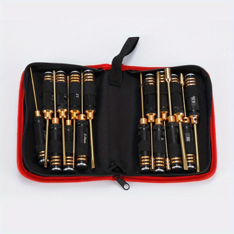 16 Pcs Aviation Model Tools Hexagonal Dual Color Aluminum Alloy Handle Internal Hexagonal Screwdriver Shaped Shaped Socket
