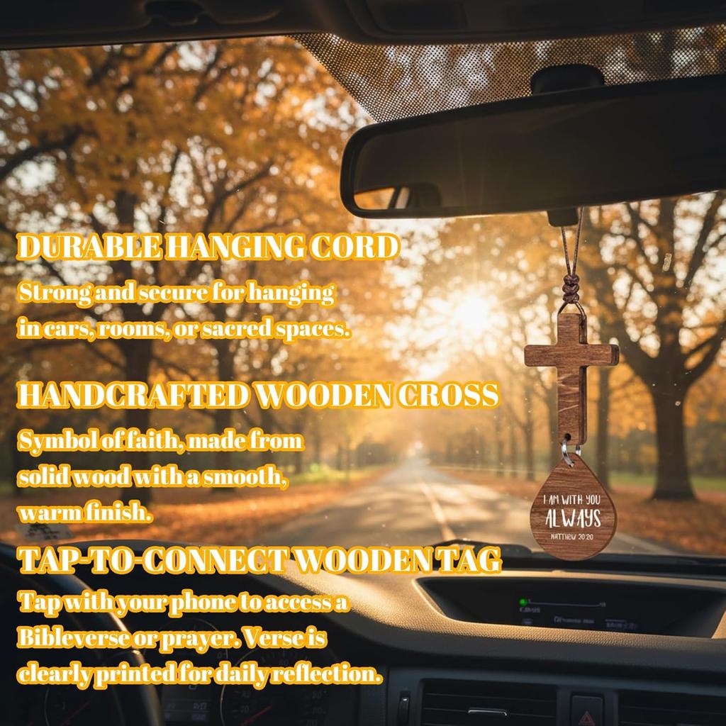 Cross for Car Mirror Hanging, pirational Car Accessories, Christian Gifts for Men and Women, Rear View Mirror Hanging Ornament for Auto Decor (B)