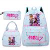 3Pcs/set Anime Cartoon Demon Hunters Printed Backpack Handbag Pencil Case for Teenger Student Girl Boy Large Capacity Waterproof Bookbag
